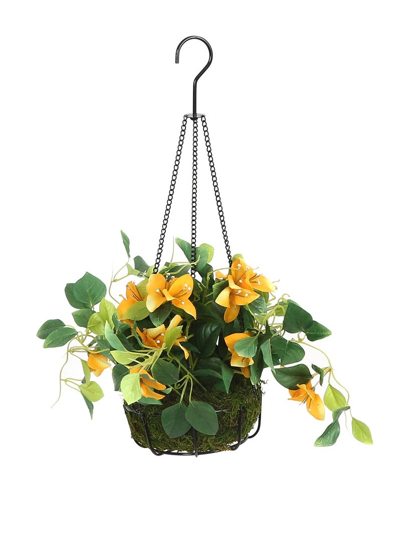 Fourwalls Decorative Polyester Artificial Bougainvillea Plant with Hanging Basket (40 cm, Yellow, HANGING 23 CM BOUGAINVILLEA -1580-YLW) - Image 5