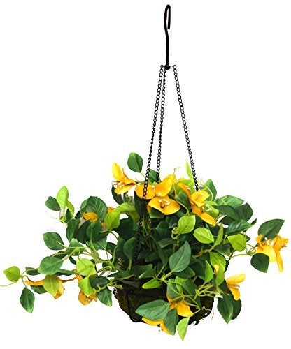 Fourwalls Decorative Polyester Artificial Bougainvillea Plant with Hanging Basket (40 cm, Yellow, HANGING 23 CM BOUGAINVILLEA -1580-YLW) - Image 4