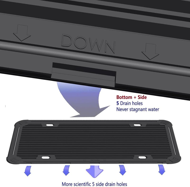 AOOTF Black License Plate Frames-2 Pack Silicone License Plate Cover Front & Rear Tag Slim Holder with Screws, Screw Caps, with Rust-Proof. Rattle-Proof. Weather-Proof. for Women & Men - Image 4