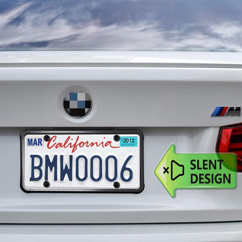 AOOTF Black License Plate Frames-2 Pack Silicone License Plate Cover Front & Rear Tag Slim Holder with Screws, Screw Caps, with Rust-Proof. Rattle-Proof. Weather-Proof. for Women & Men - Image 5