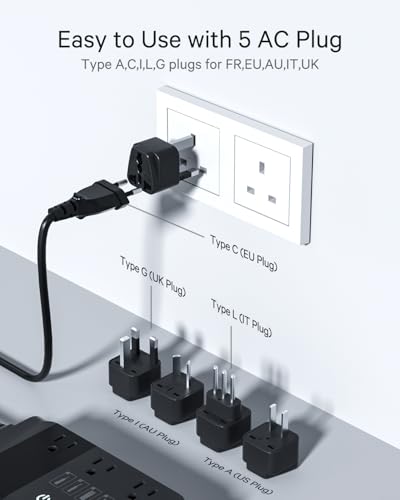 DOACE 220v to 110v Voltage Converter for European Travel: Max 500W Pure Sine Wave Voltage Converter US to Europe - 220 to 110 International Power Adapter Plug Combo Step Down Transformer Black - Image 5