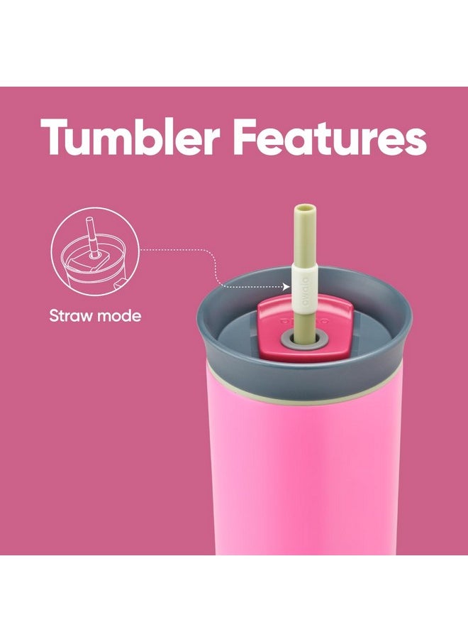 Owala Owala Stainless Steel Triple Layer Insulated Travel Tumbler with Spill Resistant Lid and Straw, BPA Free, 24 oz, Brown/Pink (Watermelon Breeze)  - Image 4