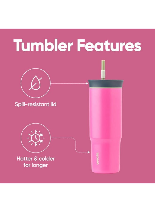 Owala Owala Stainless Steel Triple Layer Insulated Travel Tumbler with Spill Resistant Lid and Straw, BPA Free, 24 oz, Brown/Pink (Watermelon Breeze)  - Image 2