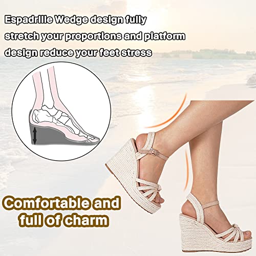 mikarka Sandals for Women 2025: Comfortable Wedge Platform Sandals Women - Braided Espadrilles for Women Ankle Strap Open Toe Wedges Heels Beach Sandals Summer Shoes - Image 5