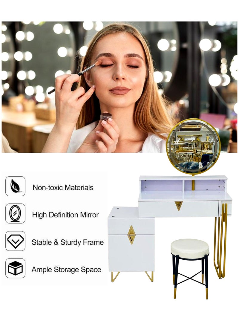 Generic Modern Vanity Table Make-up Dressing Table Dressing Table with Mirror and Stool Makeup Vanity Table Bedroom  - Image 3