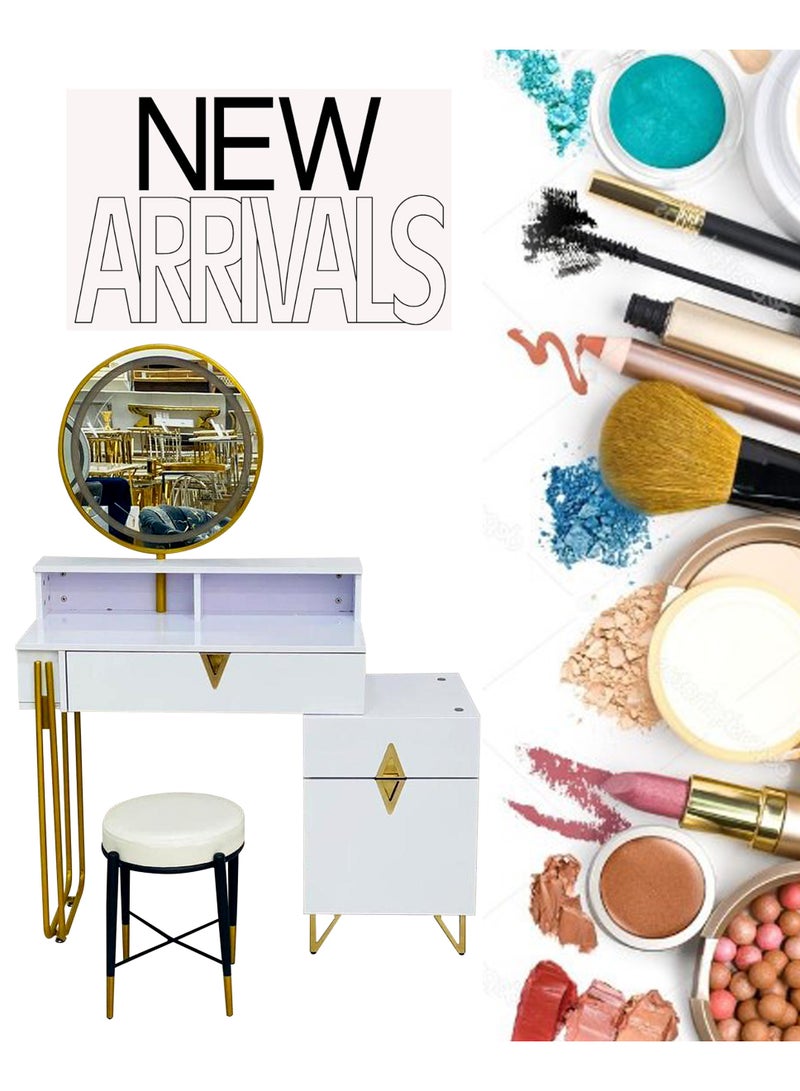 Generic Modern Vanity Table Make-up Dressing Table Dressing Table with Mirror and Stool Makeup Vanity Table Bedroom  - Image 4