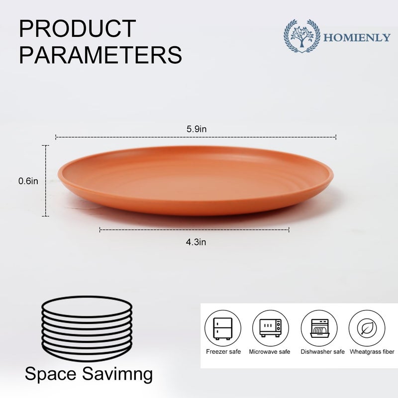 Homienly 5.7 Inch Small Plates-Wheat Straw Mini Plate, Unbreakable Plate Set Ideal for Dessert, Appetizers, Small Serving, Side Dish, Lightweight Dessert Dishes Plates, Set of 8, Colorful - Image 2