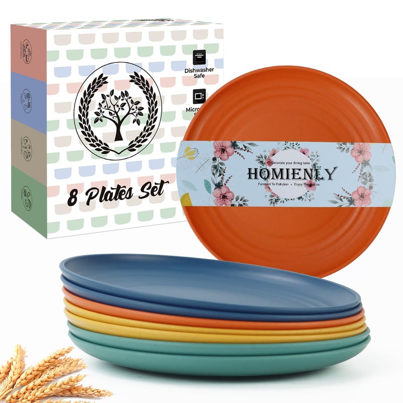 Homienly 5.7 Inch Small Plates-Wheat Straw Mini Plate, Unbreakable Plate Set Ideal for Dessert, Appetizers, Small Serving, Side Dish, Lightweight Dessert Dishes Plates, Set of 8, Colorful - Image 1