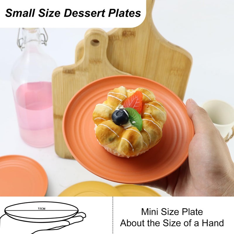 Homienly 5.7 Inch Small Plates-Wheat Straw Mini Plate, Unbreakable Plate Set Ideal for Dessert, Appetizers, Small Serving, Side Dish, Lightweight Dessert Dishes Plates, Set of 8, Colorful - Image 4