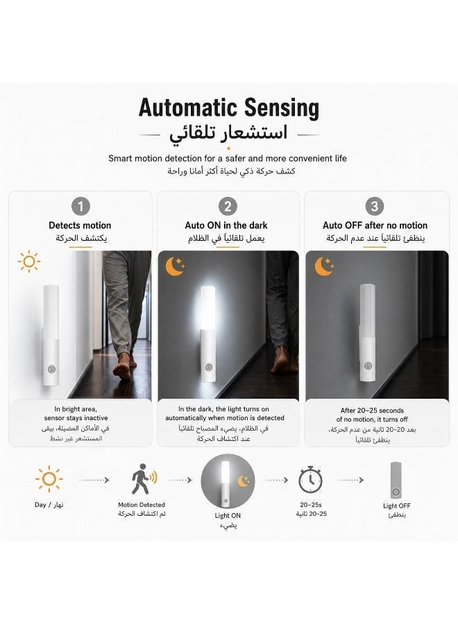 6-Piece Modern Retro LED Sensor Wall Lamp, Type-C Rechargeable, 3-Color Switchable - Image 3