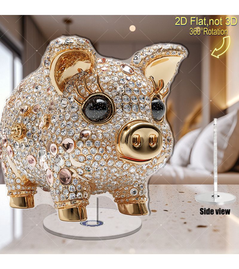 Model AS3048 Acrylic Penny Bank With 360 Degree Rotating Golden Shell Base - Image 3