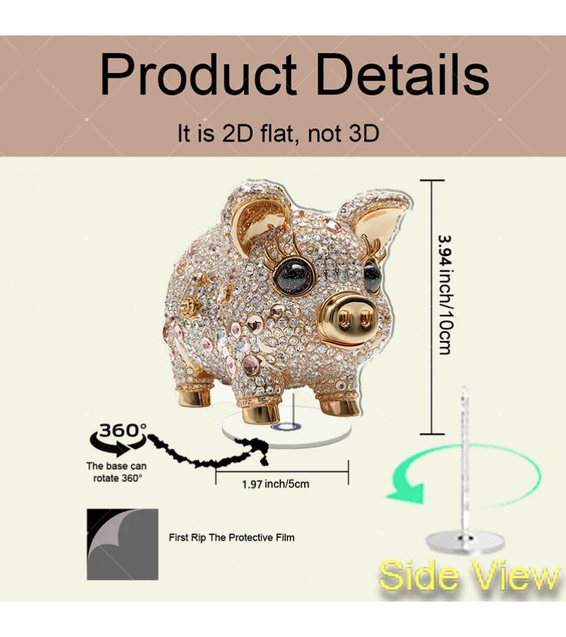 Model AS3048 Acrylic Penny Bank With 360 Degree Rotating Golden Shell Base - Image 2