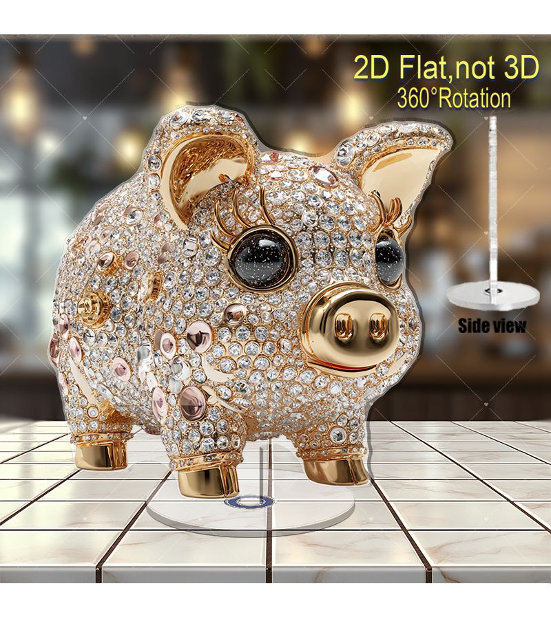Model AS3048 Acrylic Penny Bank With 360 Degree Rotating Golden Shell Base - Image 5