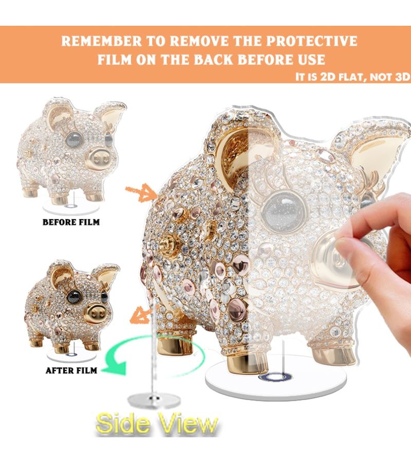 Model AS3048 Acrylic Penny Bank With 360 Degree Rotating Golden Shell Base - Image 4