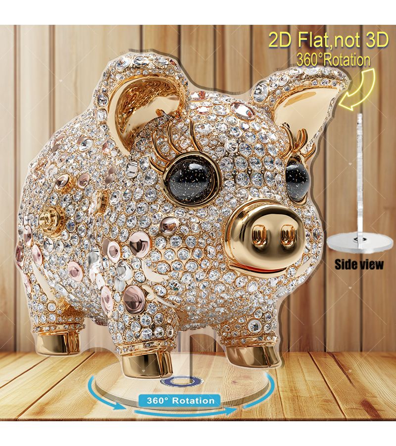 Model AS3048 Acrylic Penny Bank With 360 Degree Rotating Golden Shell Base - Image 1