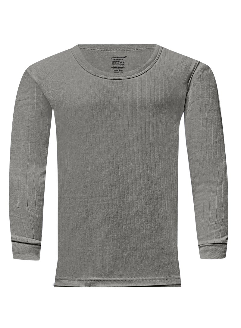 جون جلادستون تي شيرت جون جلادستون رجالي قطني حراري بأكمام طويلة ورقبة دائرية متشابكة (رمادي) - Image 1