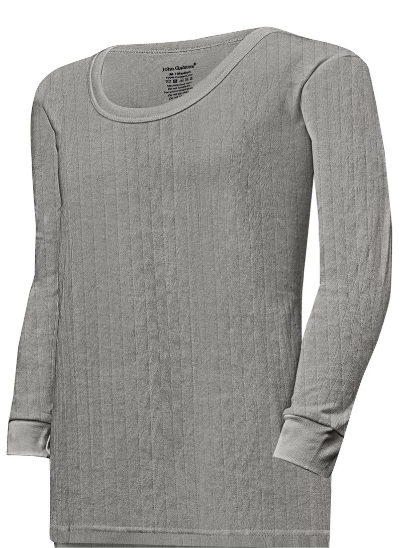 جون جلادستون تي شيرت جون جلادستون رجالي قطني حراري بأكمام طويلة ورقبة دائرية متشابكة (رمادي) - Image 2