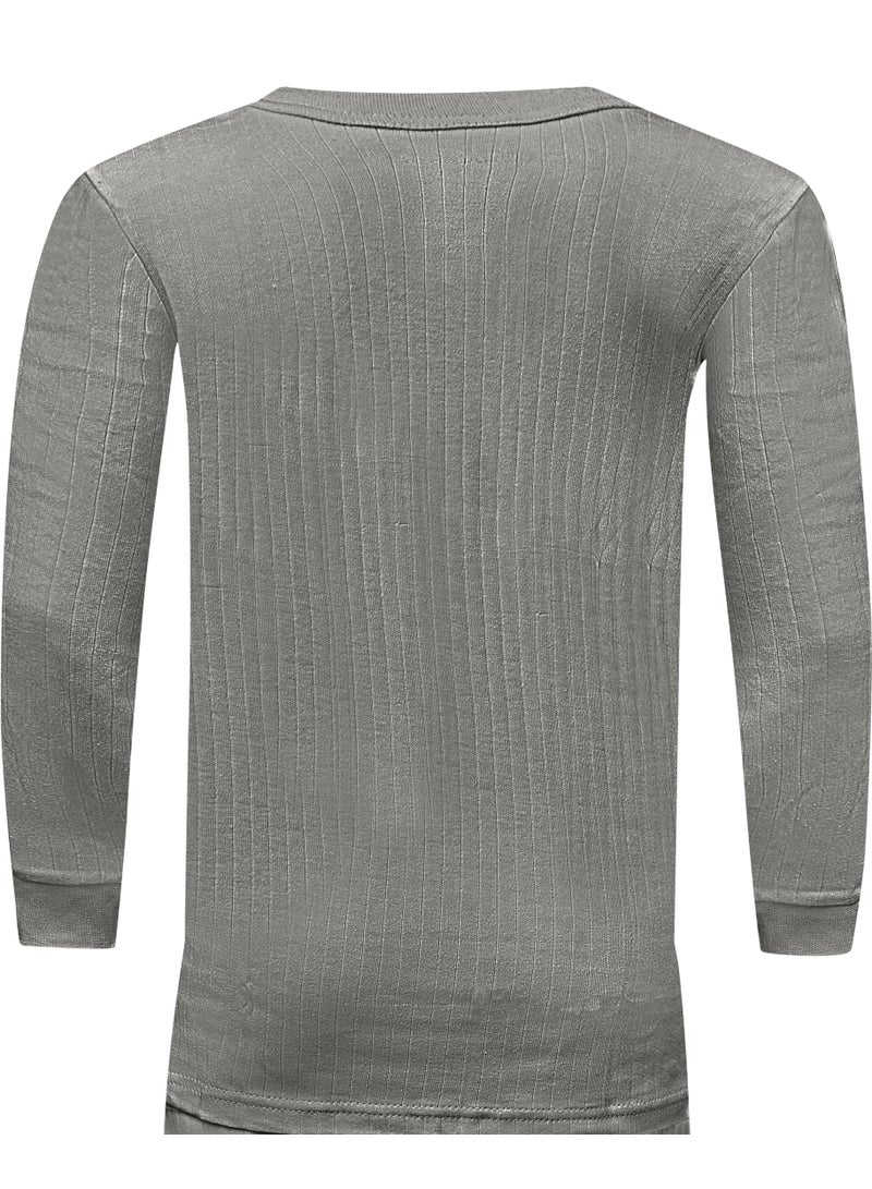 جون جلادستون تي شيرت جون جلادستون رجالي قطني حراري بأكمام طويلة ورقبة دائرية متشابكة (رمادي) - Image 3