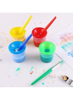 Oasisgalore 4 Pcs Kids No Spill Paint Cups and 4 Round Paint Brushes  - Image 4