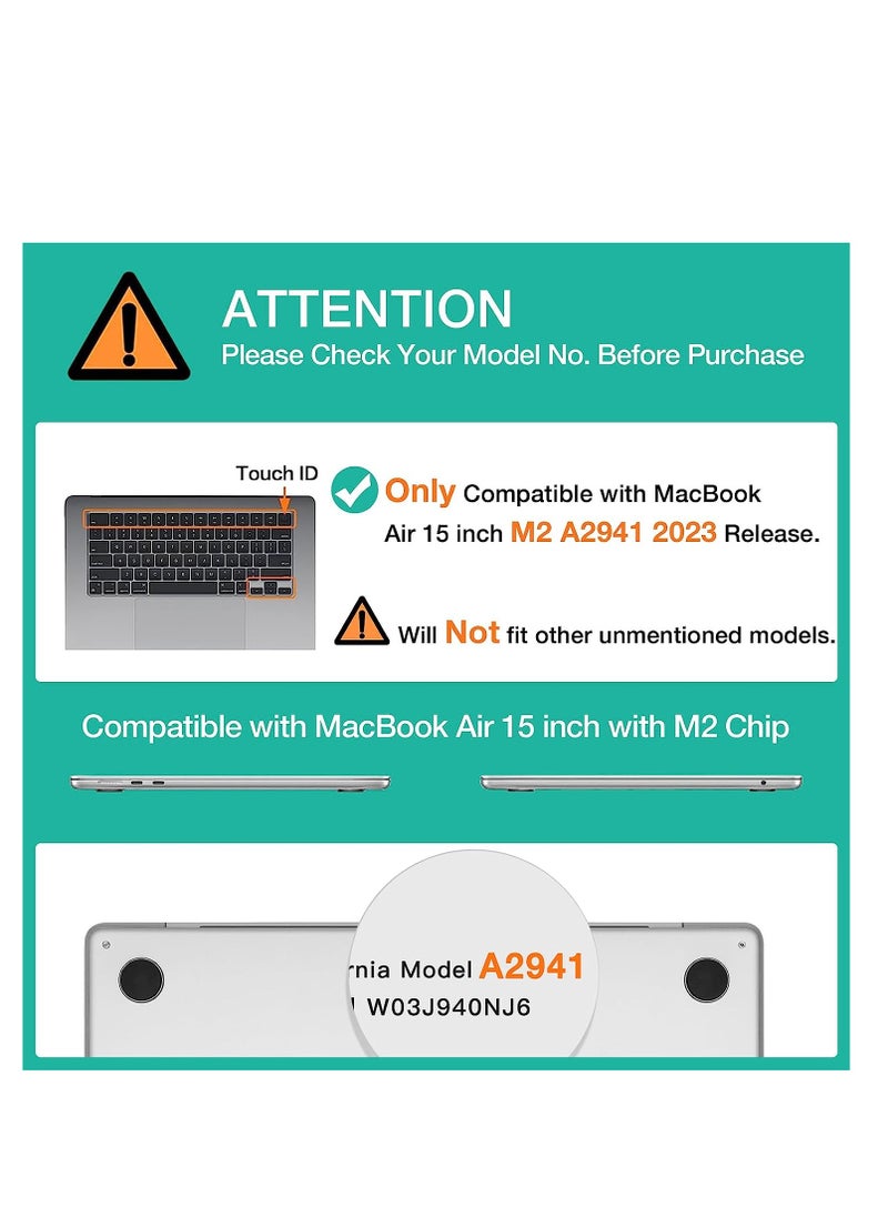 Generic - Hard Case Compatible with MacBook Air 15 inch Case 2024 2023 Release A3114 A2941 M3 M2 chip with Retina Display & Touch ID, Clear Glitter Protective Laptop Hard Shell Case,Clear - Image 1