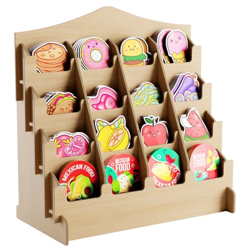 HOTCAN Sticker Display Stand with Curved Pockets for Big 4 Stickers Brochure Holder with Customizable Space On the Go Display Stands for Vendor Events Ideal for Small Business Vendors Medium