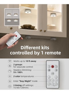 EZVALO EZVALO Under Cabinet Lights, 2 Color Temps Motion Sensor Puck Lights, 1200mAh Rechargeable Puck Lights, Group Control LED Closet Lights, Dimmable Under Counter Lights for Kitchen, Cabinet (3 Pack)  - Image 3