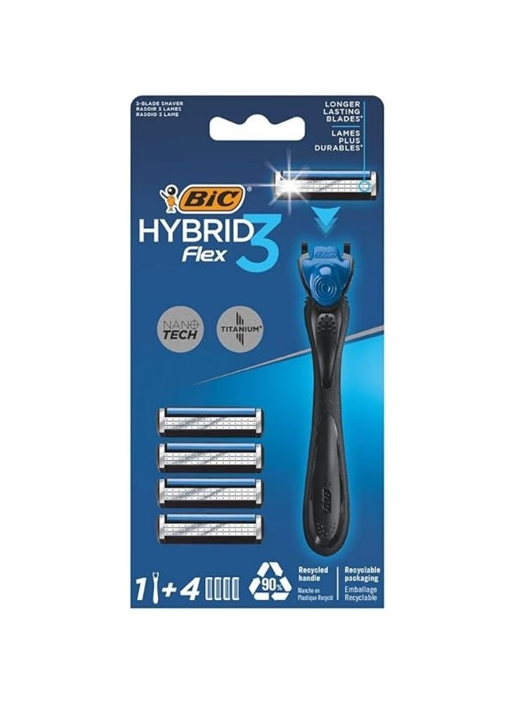 بيك ماكينة حلاقة بيك هايبر ثلاث فليكس – نظام حلاقة دقيق بأربع شفرات قابلة للتبديل - Image 1