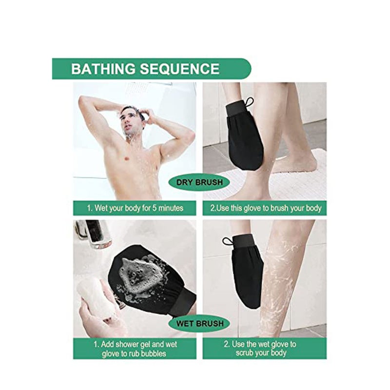 Zikra Exfoliating Gloves 2 Pcs, for Bath Shower Exfoliation Mitt, Body Scrubber, Dead Skin Remover Mitt for Women Men - Image 3