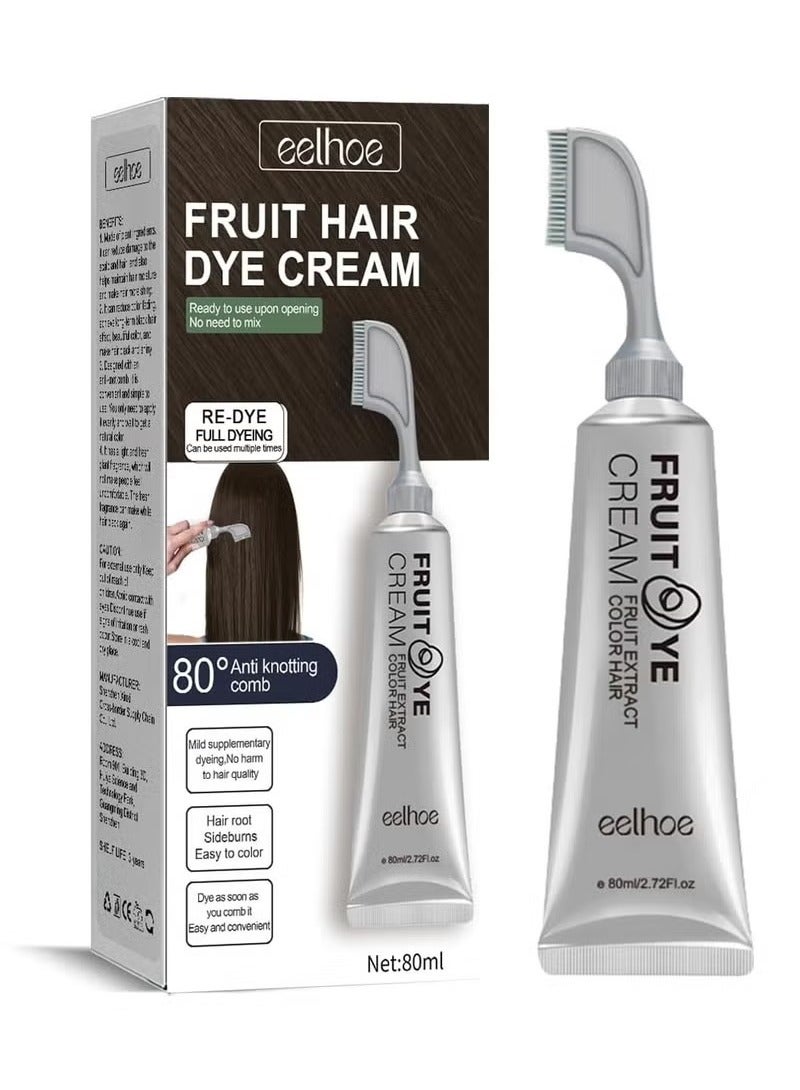 EELHOE Fruit Essence Hair Dyeing Comb,Plant Extract Hair Dye Essence, Black Fruit Dyeing Cream,Fruit Essence Coloring Comb, Plant-Based Comb Hair Dye, Hair Dye for Gray Hair Coverage - Image 1