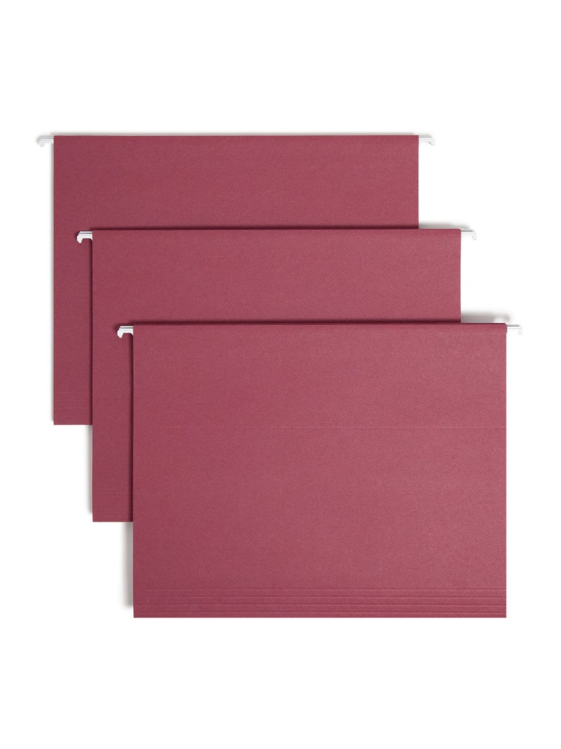 Smead Colored Hanging File Folder with Tab, 1/5-Cut Adjustable Tab, Letter Size, Maroon, 25 per Box (64073) (Pack of 1) - Image 1
