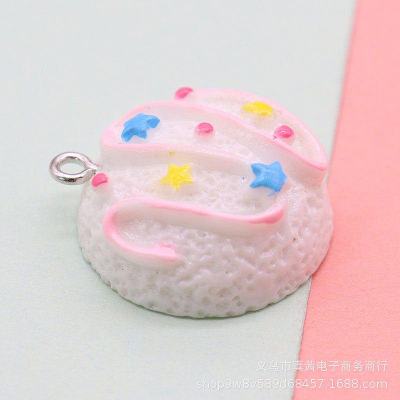 New Half Star Ice Cream Ball Color Food Play DIY Keychain Bag Earrings Mobile Phone Case Accessories Pendant White