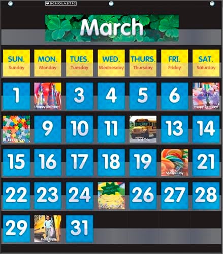 Generic Monthly Calendar Black Pocket Chart 