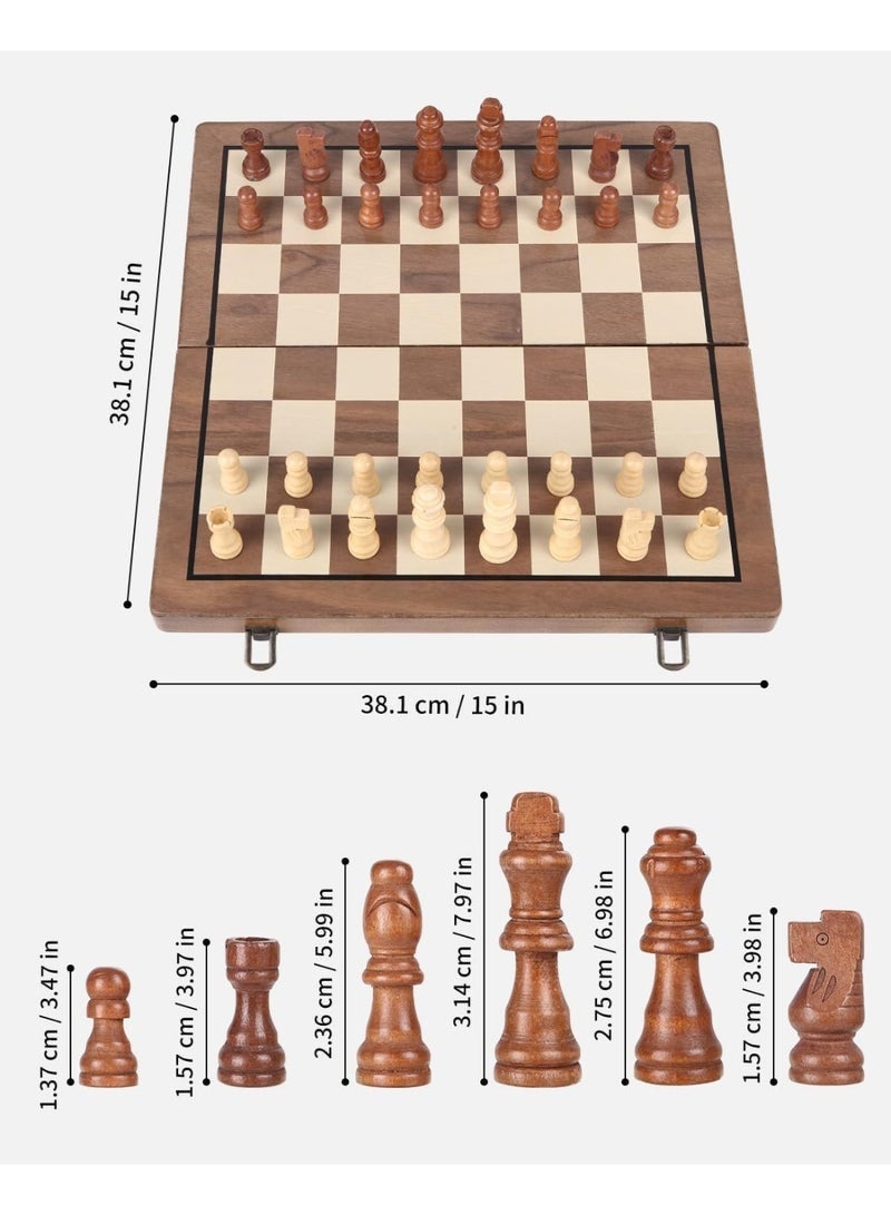 Arabest Magnetic Chess Board Games, 39x39cm Foldable Wooden Chess Board，Storage Slots, for Kids and Adults 3-10 Years - Image 2