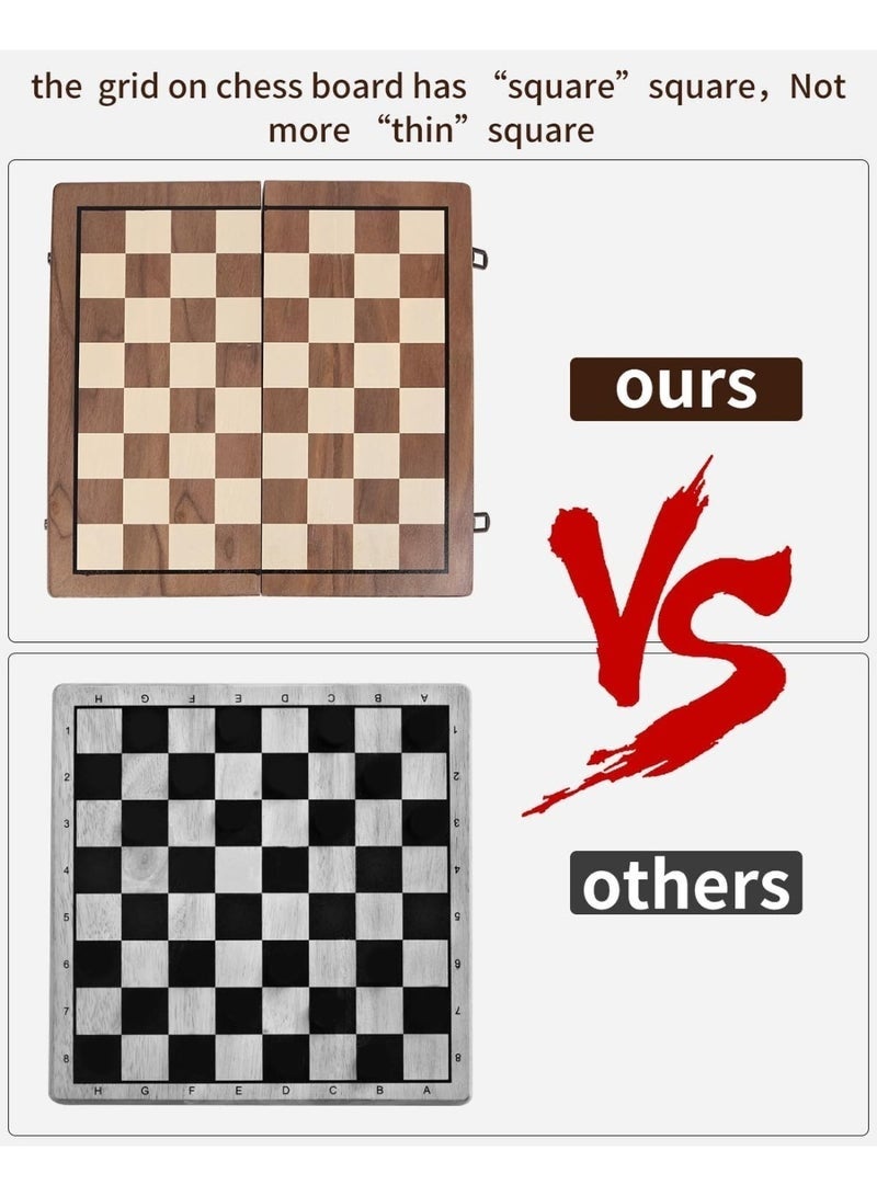 Arabest Magnetic Chess Board Games, 39x39cm Foldable Wooden Chess Board，Storage Slots, for Kids and Adults 3-10 Years - Image 3