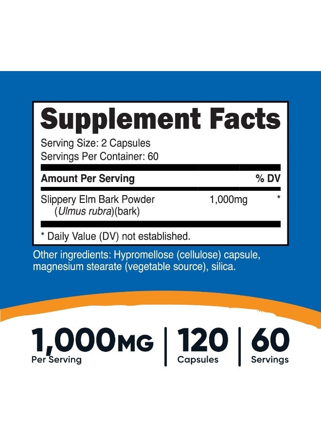 Nutricost Slippery Elm Bark Capsules 1000Mg Per Serving, 120 Capsules Nongmo, Gluten Free, Vegetarian Friendly - Image 2