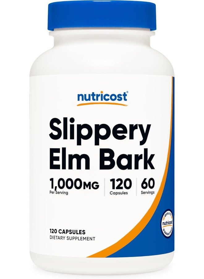 Nutricost Slippery Elm Bark Capsules 1000Mg Per Serving, 120 Capsules Nongmo, Gluten Free, Vegetarian Friendly - Image 1