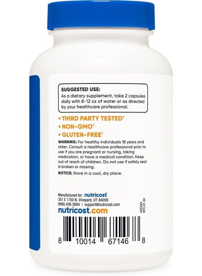 Nutricost Slippery Elm Bark Capsules 1000Mg Per Serving, 120 Capsules Nongmo, Gluten Free, Vegetarian Friendly - Image 4