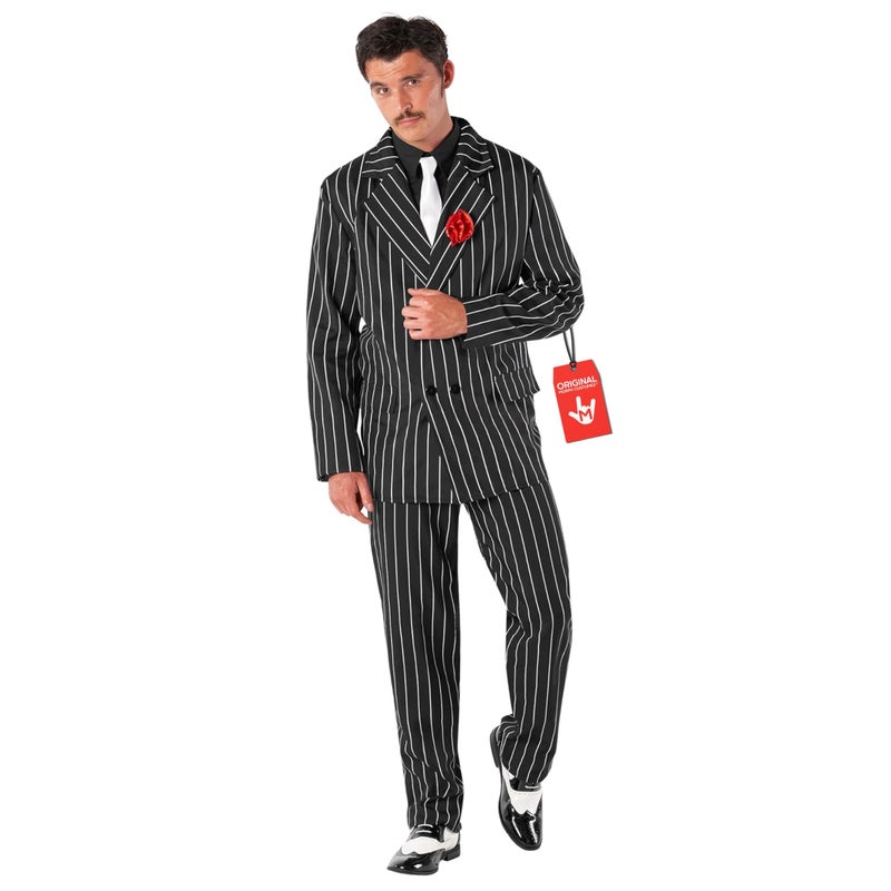 Morph 1920s Gangster Costume Men Roaring 20s Mobster Outfit Gangster Costume Men Vintage Style Party Attire Large Black