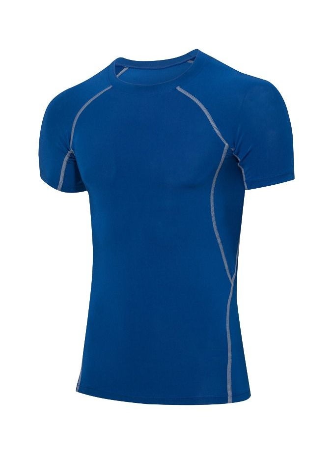 Loquat Men Quick Dry Breathable Elastic T-Shirt Blue  - Image 1