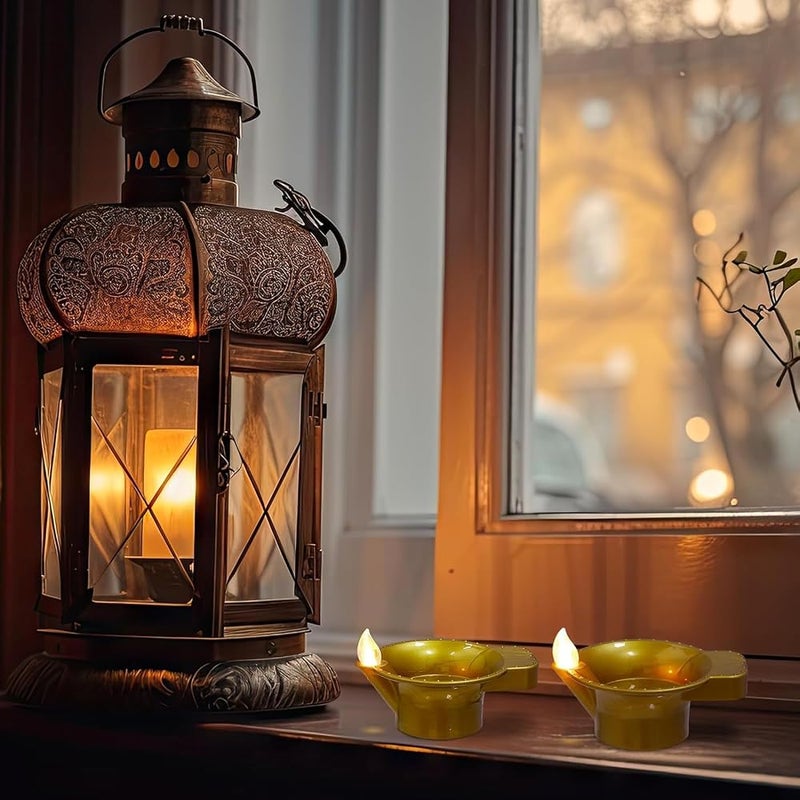 Tea Light Candles, 8 Pcs Diwali Festival LED Tea Lights Realistic and Bright Flickering Tea Lights Flameless Fake LED Candles Diya Festival Lights Candle Lights for Diwali Decorations - Image 2