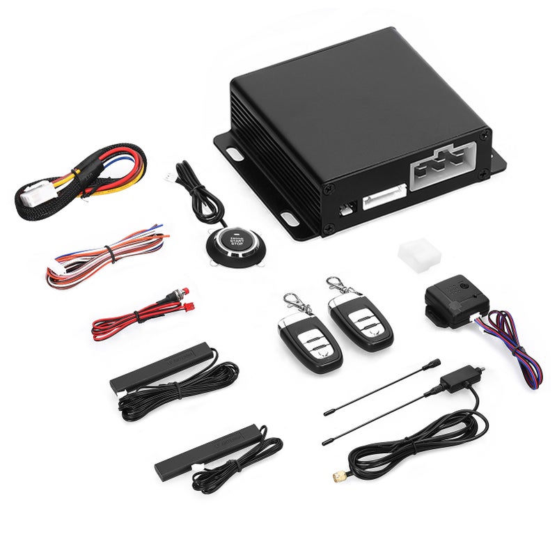 12V Car Anti-Theft Alarm Remote Starter System PKE Keyless Entry Central Lock Kit with 2 Remote Controller Push Button Starts/Stop - Image 1