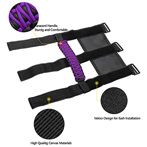 Kujunpao4 X Roll Bar Grab Handles Grip Handle Compatible with Jeep Wrangler JLU JK JKU TJ YJ LJ JT JL & Gladiator JT 1987-2021 UTV & ATV, Fits 1.5 to 3 Inch Bars 3 Straps Woven Holder(Purple) - Image 5