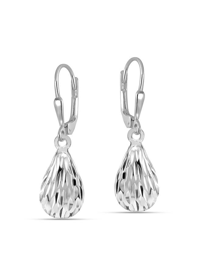 LeCalla Sterling Silver Jewelry Tear-Drop Dangle Leverback Earrings for Women Girl, Sterling Silver - Image 1