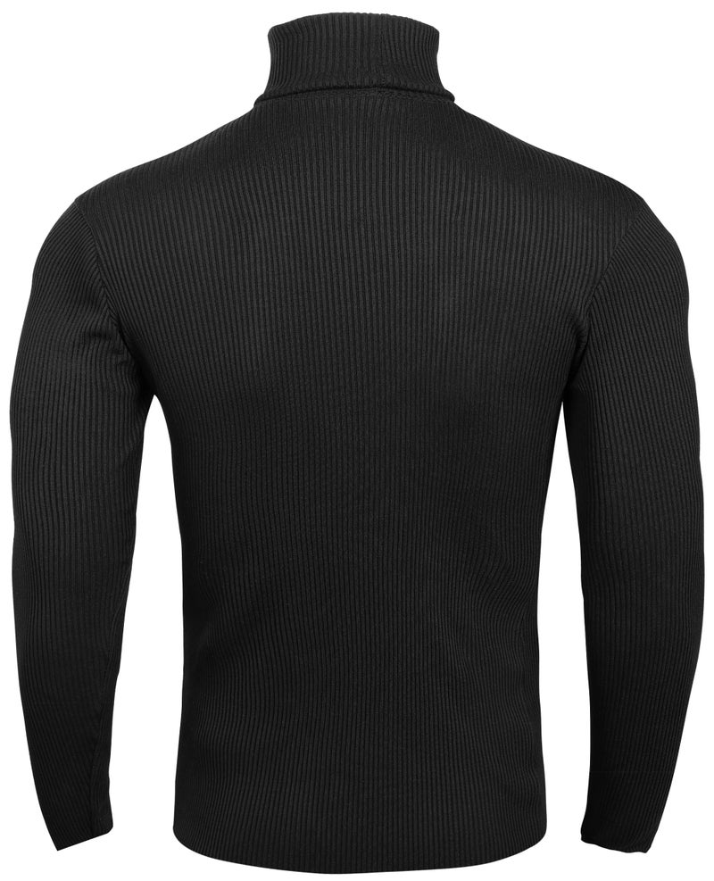 NY Threads Men's Ribbed Turtleneck Slim Fit Pullover Casual Long Sleeves Basic Top, Medium, Black - Image 4