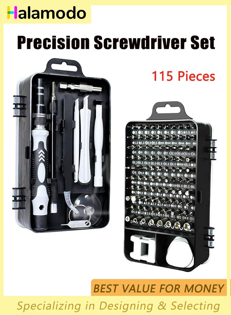 مجموعة مفك براغي دقيقة،  115 في 1 مجموعة لقم مفك مغناطيسي، مفك براغي متعدد الوظائف من الفولاذ المقاوم للصدأ، مجموعة أدوات إصلاح احترافية للهواتف المحمولة وأجهزة الكمبيوتر المحمولة والنظارات - Image 1