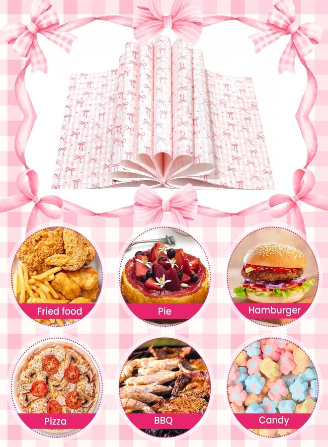Pineraap 150 Sheet Pink Bow Wax Paper - Bow Deli Papers, Pink Valentines Parchment Paper Food Liners Wax Sheets for Food Baking, Sandwiches, Wedding, Valentines, Bridal Shower, Tea Party Favors - Image 4