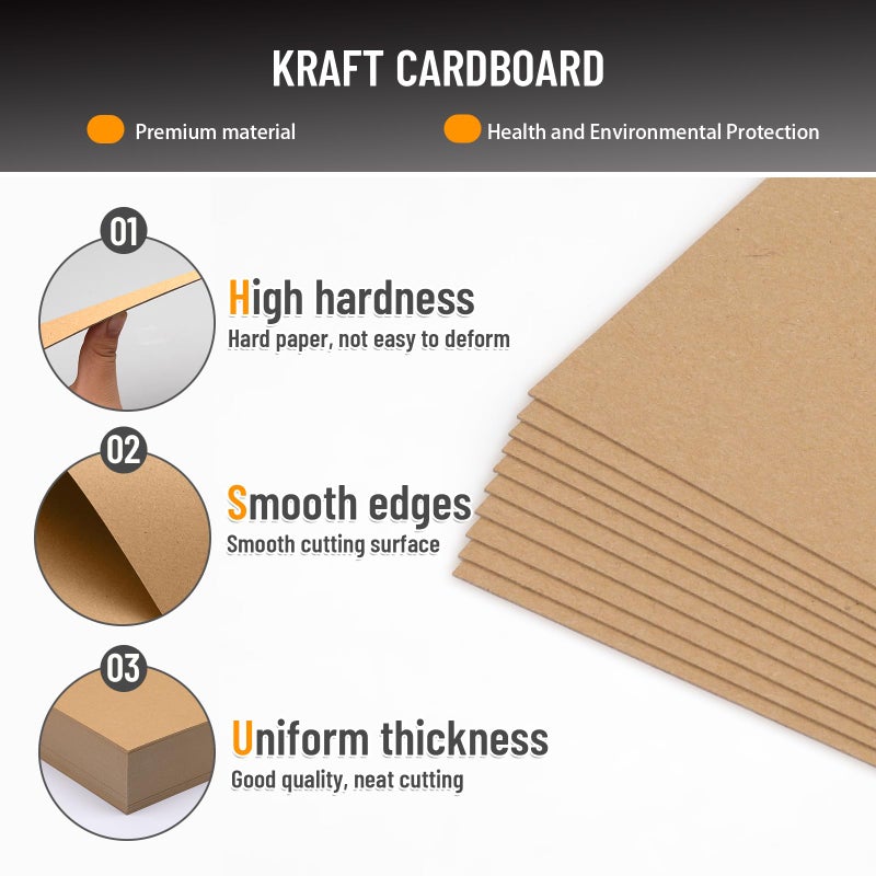 JNENERY 10 Chipboard Sheets 8.5 x 11", 22PT Book Board for Bookbinding, Cardboard for Crafts, Thick Chipboard and Sturdy Kraft Board Thin Cardboard Sheets for DIY Projects, Packaging (Kraft) - Image 3
