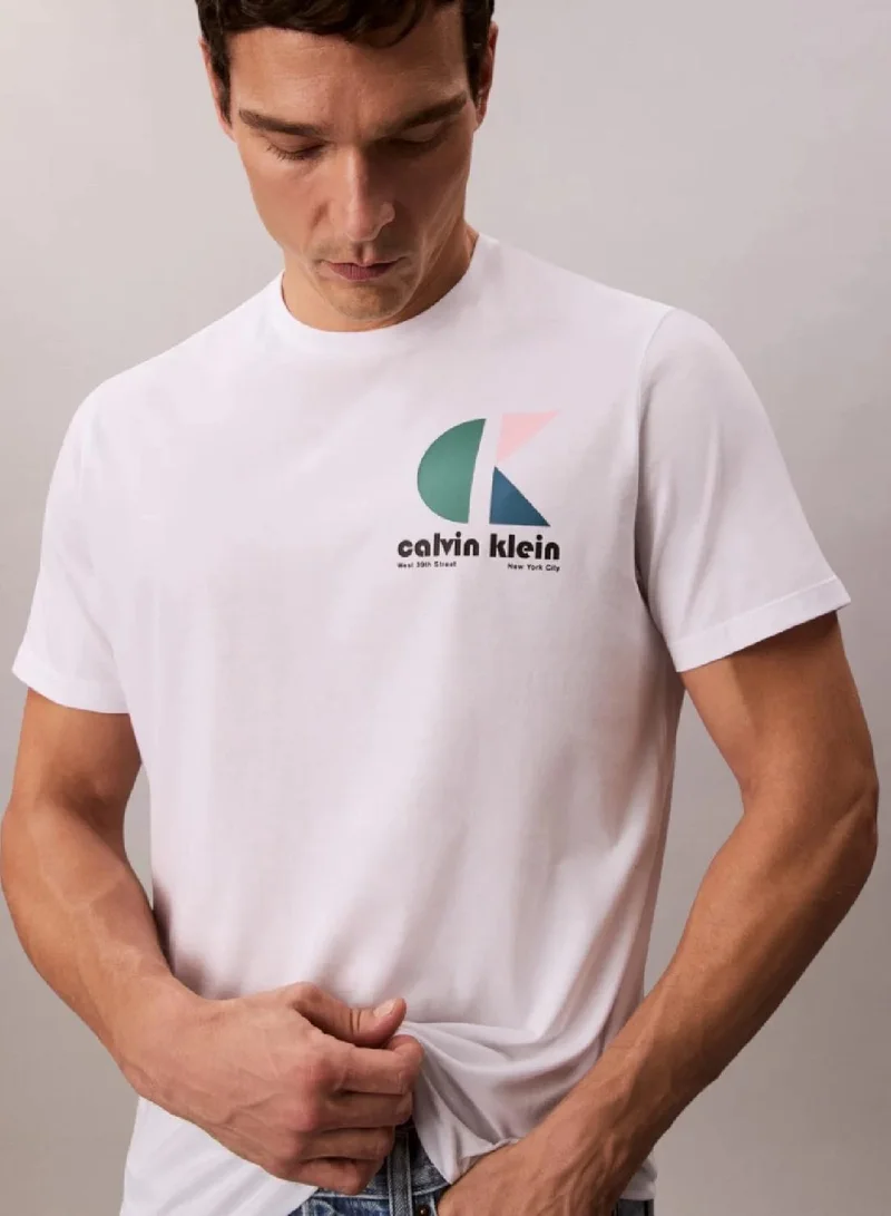 Calvin Klein Jeans Brilliant White Graphic Logo T-shirt for Men | Best Price UAE