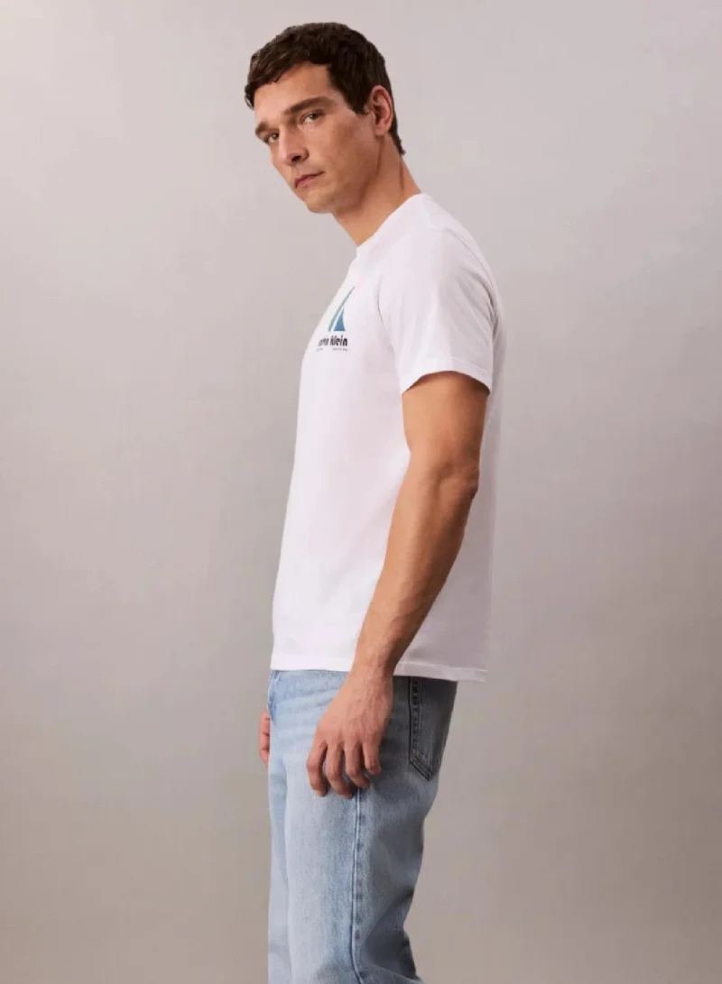 Calvin Klein Jeans Brilliant White Graphic Logo T-shirt for Men | Best Price UAE