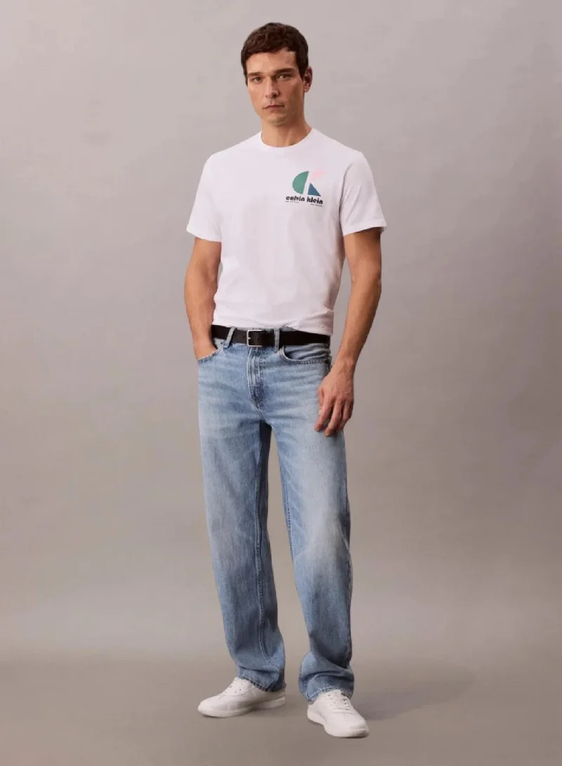 Calvin Klein Jeans Brilliant White Graphic Logo T-shirt for Men | Best Price UAE